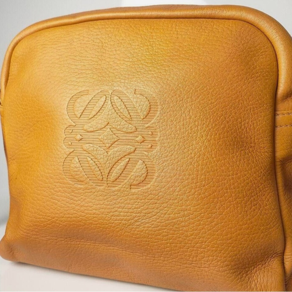 LOEWE Vintage Leather Anagram Shoulder Bag in the color Mustard…